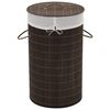 vidaXL Cesto redondo para roupa suja bambu castanho escuro