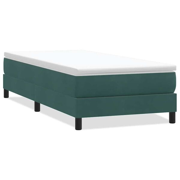 vidaXL Box Cama de primavera sem Colch&atilde;o Verde Escuro 80x210 cm Veludo