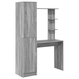 vidaXL Mesa com prateleira com armazenamento 2 unid. Cinza Sonoma