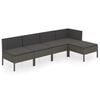 vidaXL 5 pcs conjunto lounge de jardim c/ almofadões vime PE cinzento