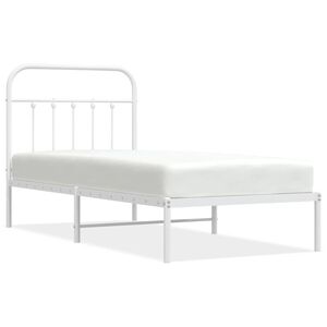 vidaXL Estrutura de cama com cabeceira 90x200 cm metal branco