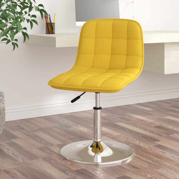 vidaXL Cadeira de jantar girat&oacute;ria tecido amarelo mostarda