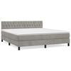 vidaXL Cama com molas/colch&atilde;o 180x200 cm veludo cinzento-claro