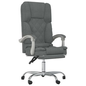 vidaXL Cadeira massagens escrit&oacute;rio reclin&aacute;vel tecido cinzento-escuro