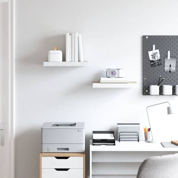 vidaXL Prateleiras de parede 2 pcs 40x23x3,8 cm MDF carvalho e branco