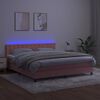 vidaXL Cama box spring c/ colch&atilde;o/LED 180x200 cm veludo rosa