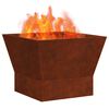 vidaXL Fire Pit Castanho 40 x 40 x 35 cm A&ccedil;o resistente &agrave;s intemp&eacute;ries