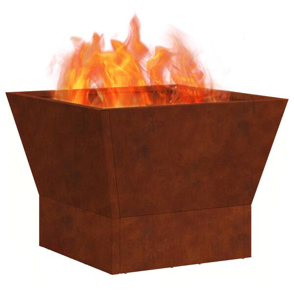 vidaXL Fire Pit Castanho 40 x 40 x 35 cm A&ccedil;o resistente &agrave;s intemp&eacute;ries