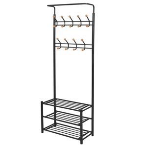 vidaXL Suporte para roupas com sapateira 68x32x182,5 cm preto