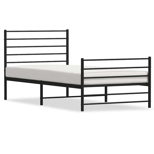 vidaXL Estrutura de cama com cabeceira e p&eacute;s 80x200 cm metal preto