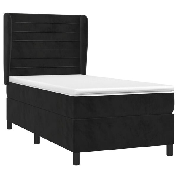 vidaXL Cama com molas/colch&atilde;o 100x200 cm veludo preto