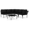 vidaXL 6 pcs conjunto lounge de jardim c/ almofad&otilde;es PVC preto