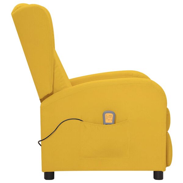 vidaXL Poltrona de massagens tecido amarelo