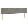 vidaXL Cabeceira de cama c/ abas veludo 203x23x78/88 cm cinzento-claro