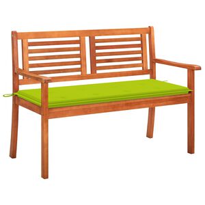 vidaXL Banco de jardim 2 lugares c/ almofad&atilde;o 120 cm eucalipto maci&ccedil;o