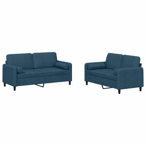 vidaXL 2 pcs conjunto de sof&aacute;s com almofadas veludo azul