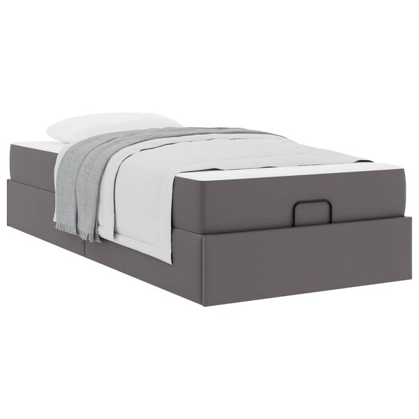 vidaXL Estrutura de cama com colch&atilde;o com colch&atilde;o 2 pcs Cinzeto PVC