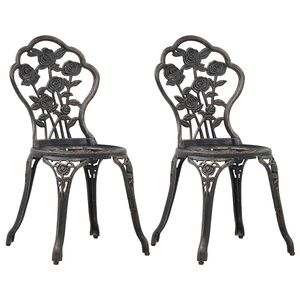 vidaXL Cadeiras de bistr&ocirc; 2 pcs alum&iacute;nio fundido bronze