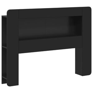 vidaXL Cabeceira com Arm&aacute;rio Preto Madeira engenheirada