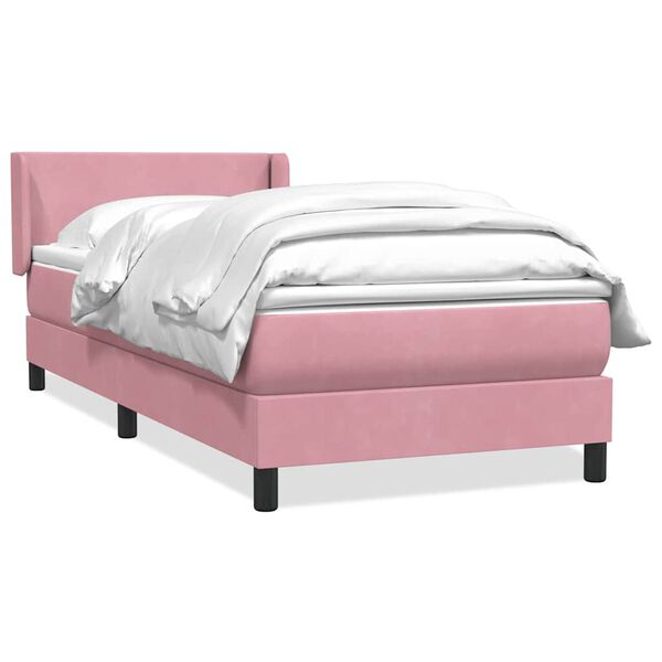 vidaXL Cama com molas/colch&atilde;o rosa 90x210 cm veludo