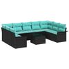 vidaXL Conjunto de Sof&aacute; de Jardim com almofada 10 pcs Preto vime PE