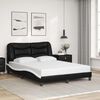 vidaXL Estrutura de cama sem colch&atilde;o Hvar couro artif. 140x190cm preto/branco