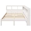 vidaXL Cama com estante sem colch&atilde;o 120x200 cm pinho maci&ccedil;o branco