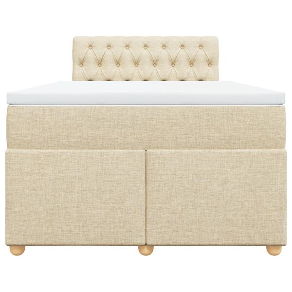 vidaXL Cama com molas/colch&atilde;o 120x200 cm tecido cor creme