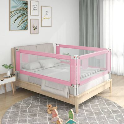 vidaXL Barra de segurança p/ cama infantil tecido 90x25 cm rosa