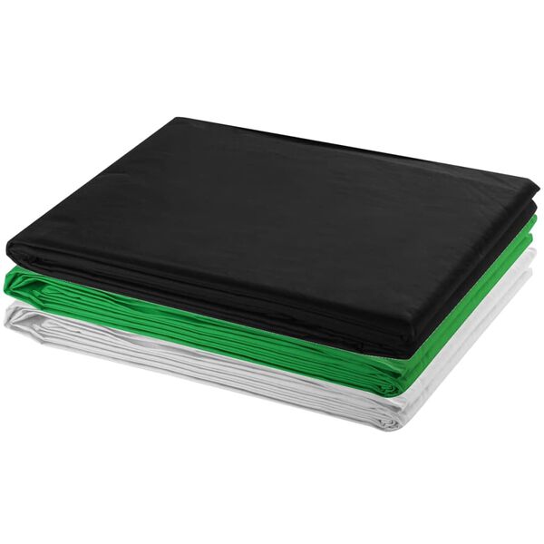 vidaXL Kit est&uacute;dio fotografia 3 fundos algod&atilde;o, moldura ajust&aacute;vel 3x3m