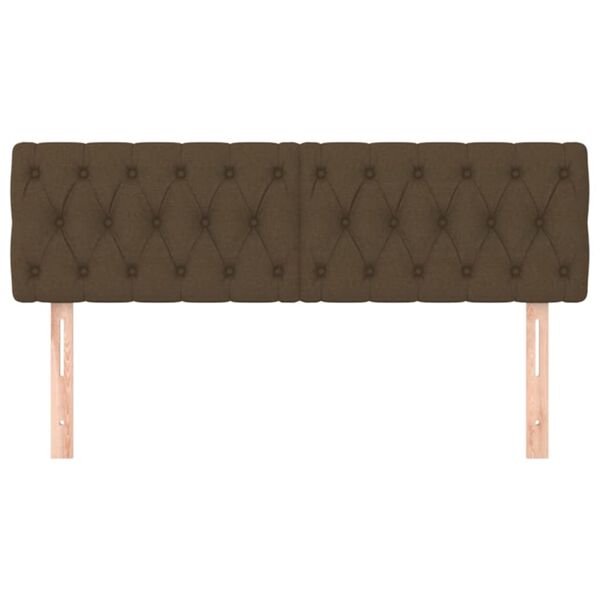 vidaXL Cabeceira de cama 2 pcs tecido 72x7x78/88 cm castanho-escuro