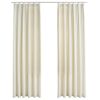 vidaXL Cortinas blackout com ganchos 2 pcs 140x225 cm veludo cor creme