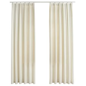 vidaXL Cortinas blackout com ganchos 2 pcs 140x225 cm veludo cor creme