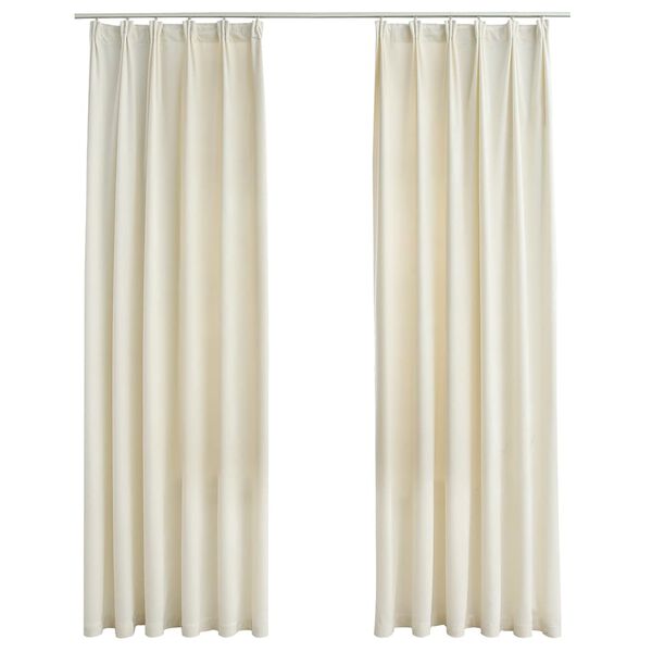 vidaXL Cortinas blackout com ganchos 2 pcs 140x225 cm veludo cor creme