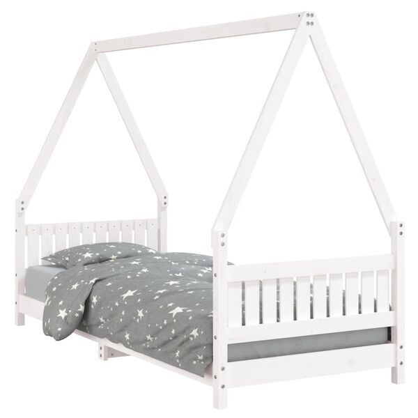 vidaXL Estrutura de cama infantil 80x200 cm pinho maci&ccedil;o branco