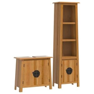 vidaXL 2 pcs conjunto m&oacute;veis p/ casa de banho madeira de pinho maci&ccedil;a