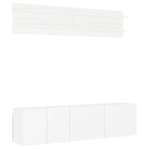 vidaXL 6 pcs m&oacute;veis de parede p/ TV derivados de madeira branco