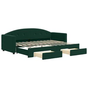 vidaXL Sof&aacute;-cama c/ gavet&atilde;o e gavetas 80x200cm veludo verde-escuro