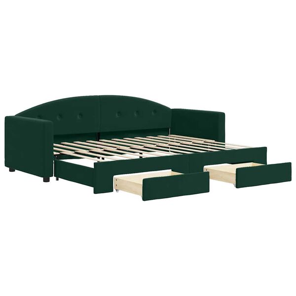 vidaXL Sof&aacute;-cama c/ gavet&atilde;o e gavetas 80x200cm veludo verde-escuro