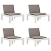 vidaXL Cadeiras de jardim com almofad&otilde;es 4 pcs pl&aacute;stico branco