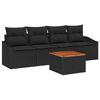 vidaXL Conjunto de Sof&aacute; de Jardim 5 unid. Preto vime PE