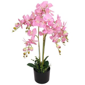 vidaXL Planta orqu&iacute;dea artificial com vaso 75 cm rosa