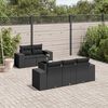 vidaXL 6 pcs conjunto sof&aacute;s de jardim c/ almofad&otilde;es vime PE preto