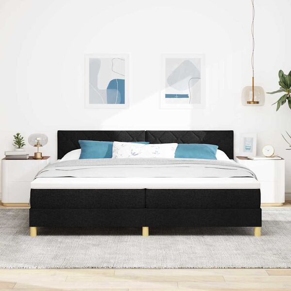 vidaXL Cama Box Spring LED com colch&atilde;o Preto 200 x 200 cm tecido