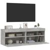 vidaXL M&oacute;veis de parede para TV com luzes LED 2 pcs cinzento cimento