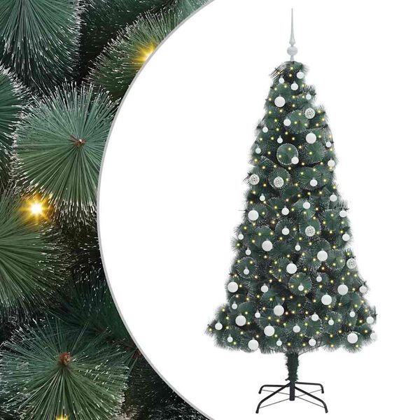 vidaXL &Aacute;rvore de Natal Artificial Pr&eacute;-iluminada com Conjunto de Bolas