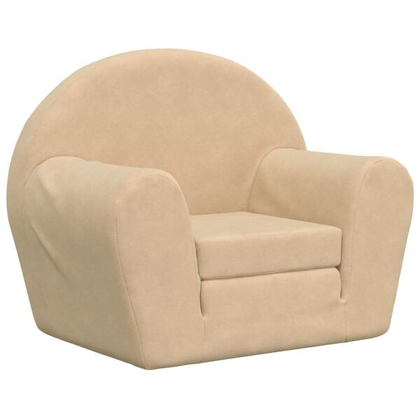 vidaXL Sofá-cama infantil peluche macio creme
