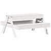 vidaXL Mesa piquenique c/ caixa de areia infantil pinho maci&ccedil;o branco