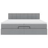 vidaXL Estrutura de cama otomana com colch&atilde;o 200x200 cm cinzento-claro