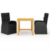 vidaXL 3 pcs conjunto de jantar para jardim preto
